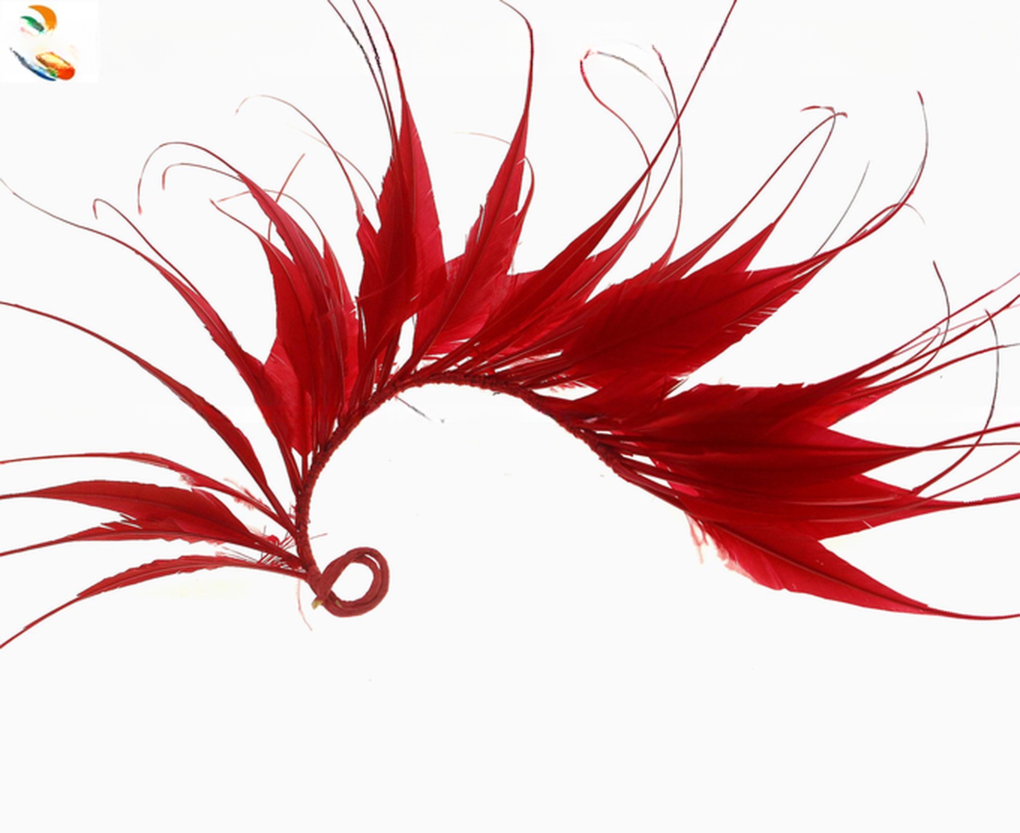10*20 cm Dyed Pattern Millinery Supplies Stripped Goose Feather Flower Mount with Wire Accessory