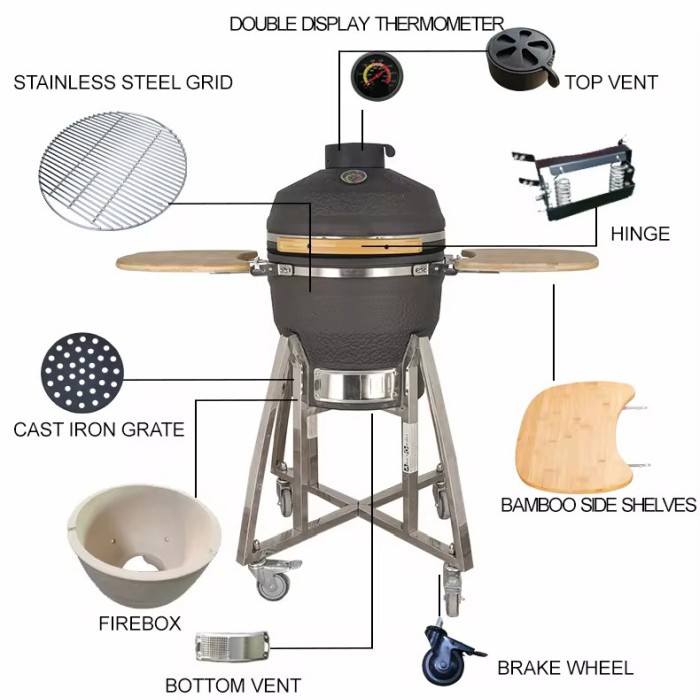 Outdoor BBQ 18-inch gray ceramic grill