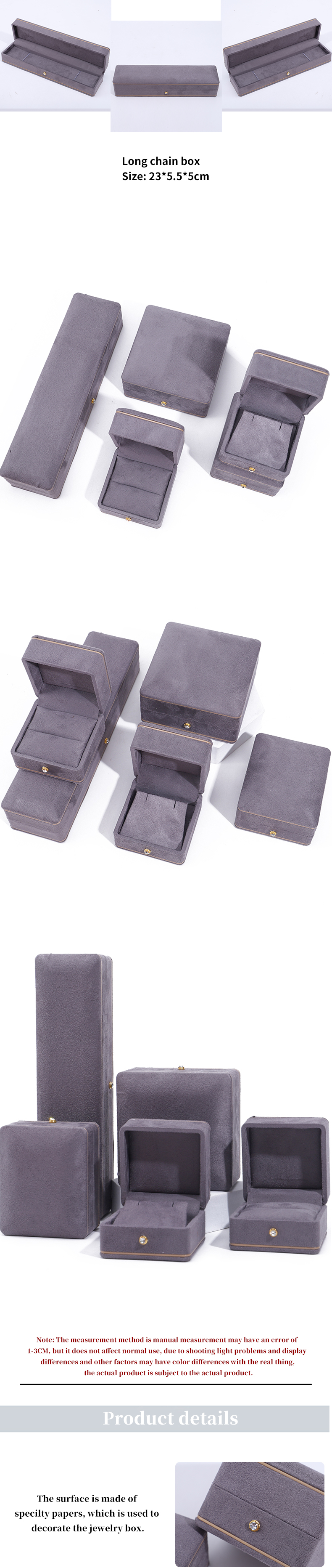 Rectangle Handmade Custom Logo Jewelry Packaging for Luxury Grey Bracelet Necklace