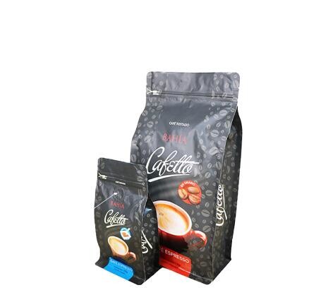 Custom print laminated stand up matte coffee zipper bag with valve