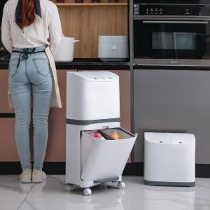 Quality High Quality Household Kitchen Special Movable Wheelie Bin Height Dry and Wet Sorting Separation Bin Trash Can for sale