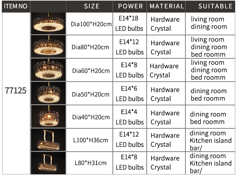 Led Crystal Chandelier For Living Dining Room Round Rectangle lounge lights(WH-CY-224)