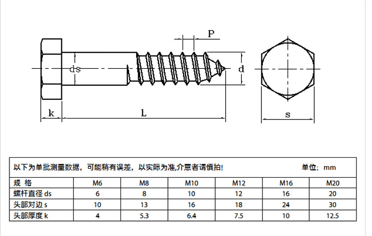 Metric Measurement System A2 A4 Hex Lag Screw Stainless Steel 304 316 Din 571 Wood Lag Screw