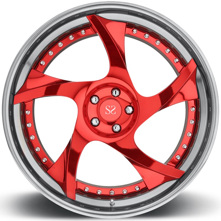20 inch customized red spoke 2 piece forged car wheel rim china
