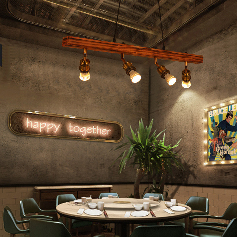 Retro loft industrial bar chandelier restaurant hot pot coffee shop wooden chandelier(WH-VP-235)