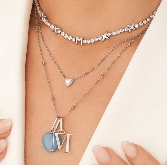 OEM Classic Brass Tennis Star Pendant Necklace With Brilliant Cubic Zircon Stones
