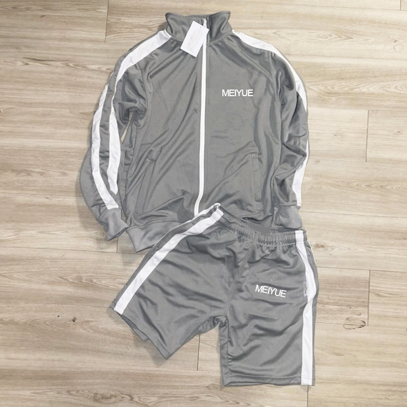 Custom Embroidery Logo Jacket Shorts Sweat Suit Nylon Clothing Outfits Shorts Pants Men's Tracksuit Nylon Jogging Tracksuit