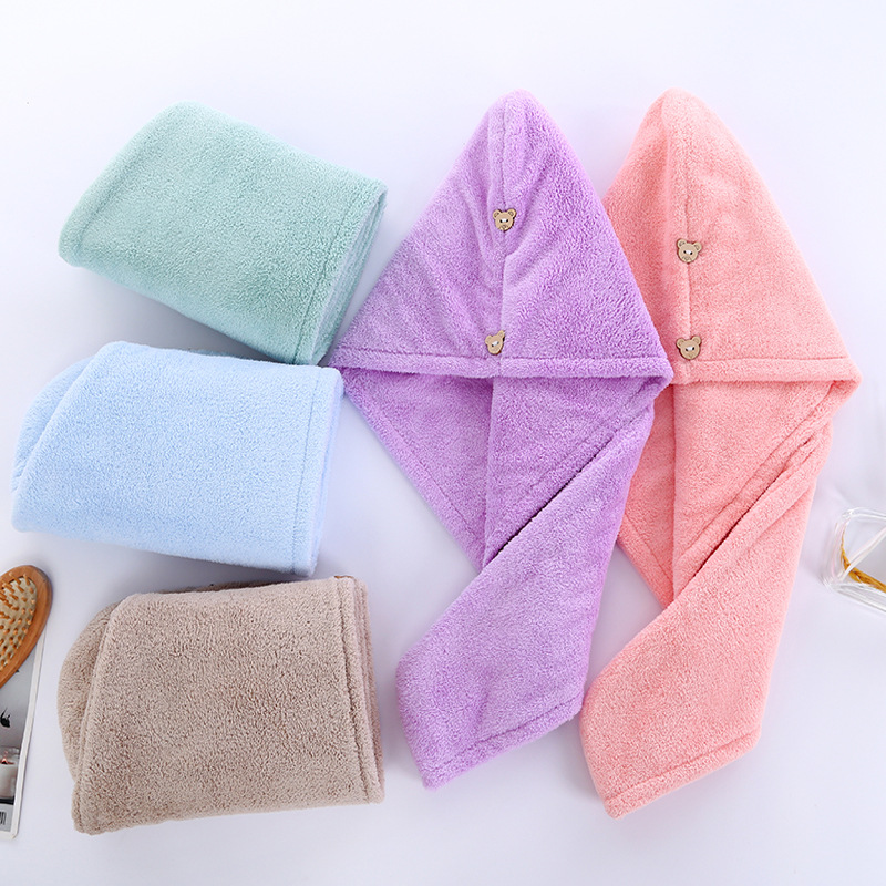 Custom Solid Color Hair Towel in Soft Absorbent Fabric for Quick-drying and Thickened