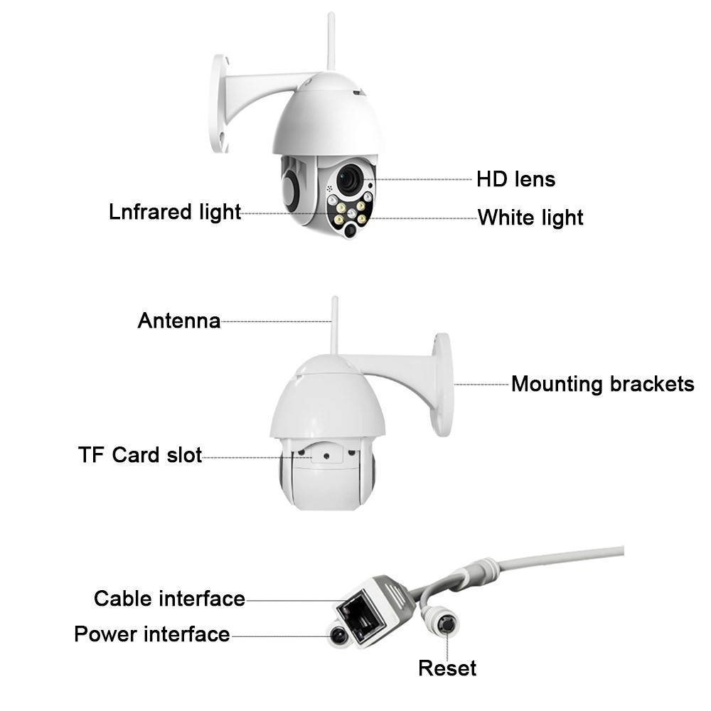 1080P HD Megapixel IP65 Wireless WiFi PTZ Security Camera