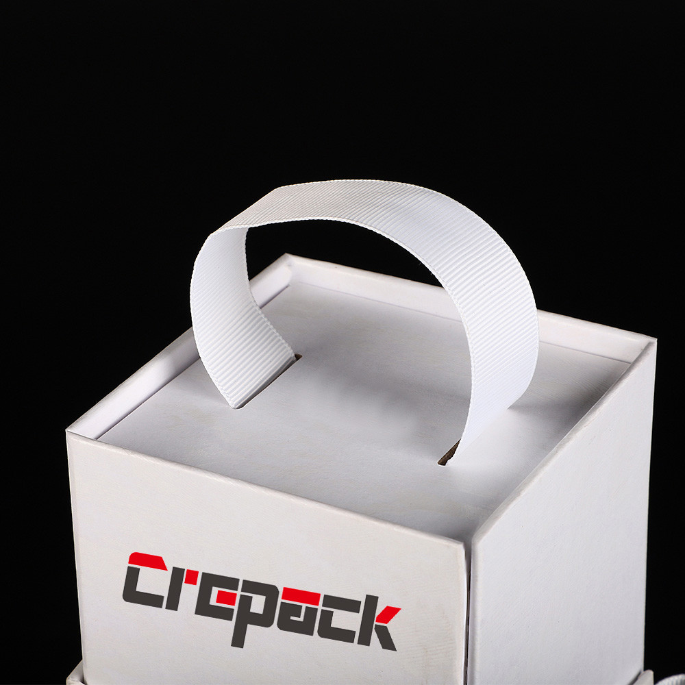 White Folding Single Bottle Prufume Cosmetic Packaging Boxes With Handle