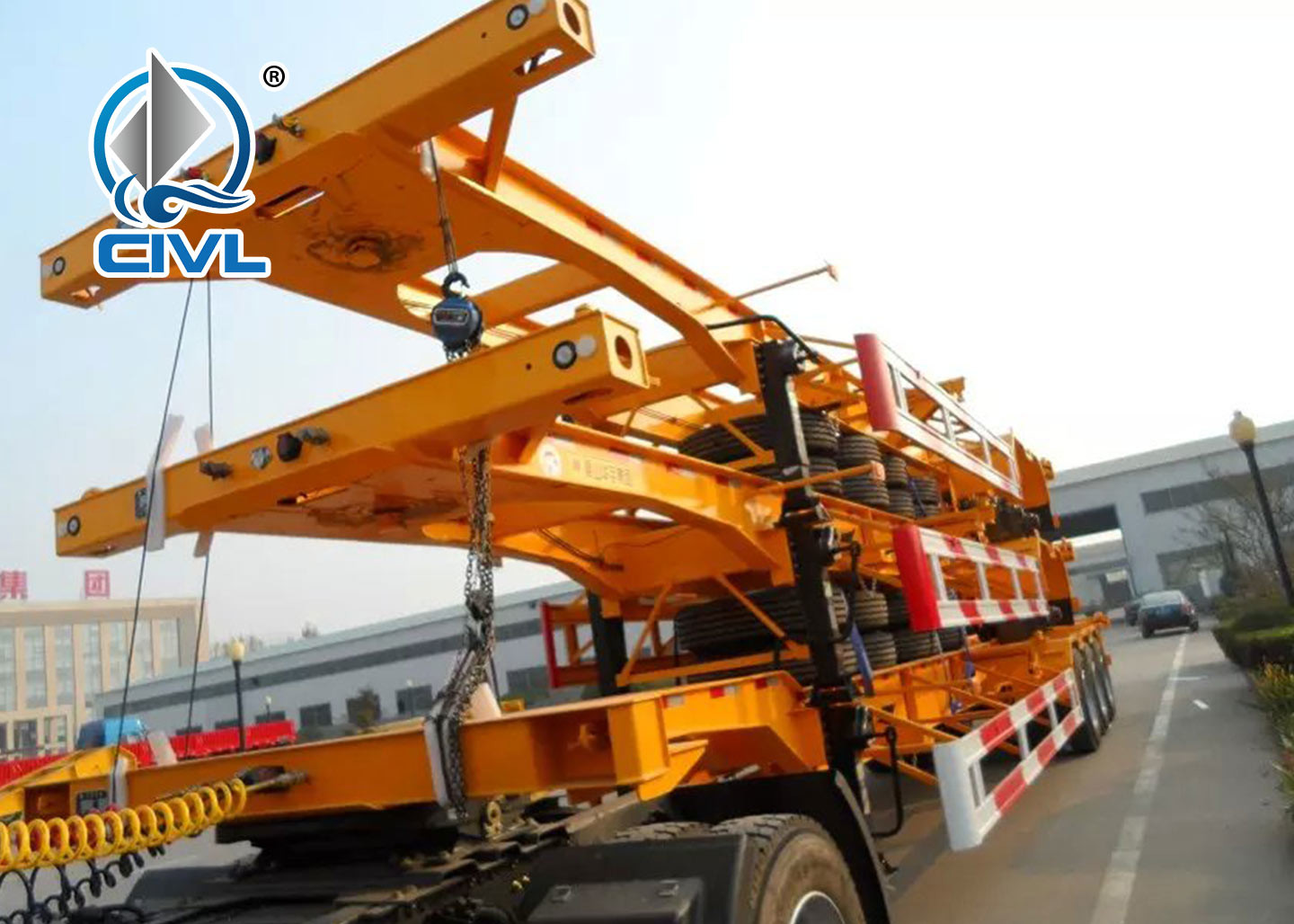 Skeleton Semi Trailer Trucks , 2 or 3 Axles 20ft 40ft Container Trailer