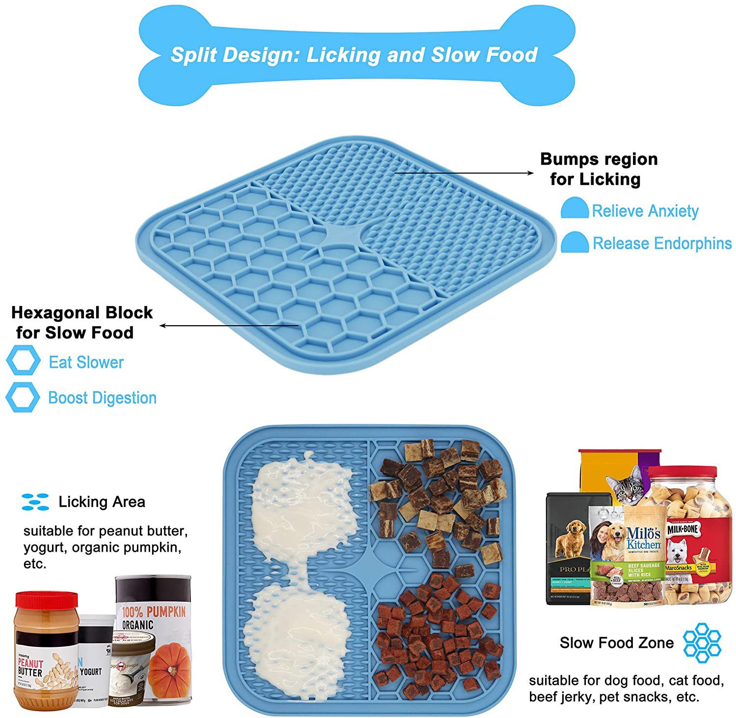 Dishwasher Safe Silicone Dog Licking Pad With Suction Cups