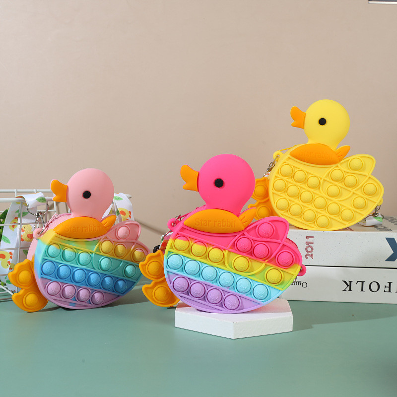 Pop Purse Bag For Kids Duck Popper Sensory Fidget Princess Toy Gifts ADHD Anxiety Stress Relief Crossbody Purse Bag