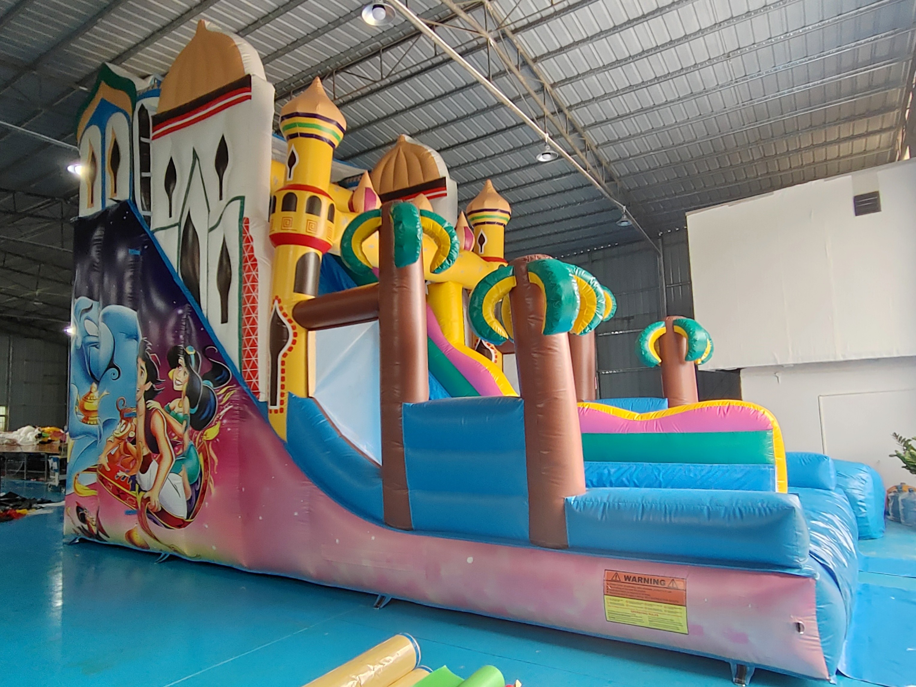 High Quality Outdoor Digital Printing Inflatable Slide Princess Lamp Of Aladdin Cartoon Inflatable Castle For Kids