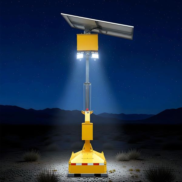 Mobile Solar Light Tower LED Illumination Temporary Worksites Simple Solar Light Tower