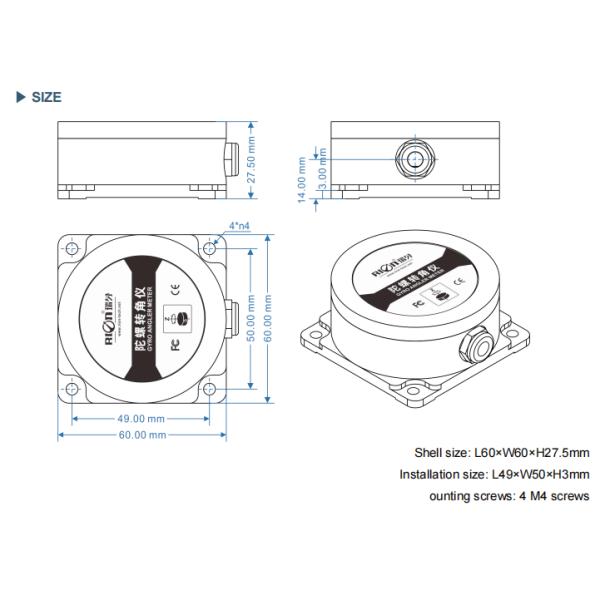MEMS Gyroscope Sensor CAN2.0A/B Output Signal <0.1°/min Azimuth Accuracy
