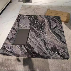 China Modern Luxury Tempered Art Glass With Marble Printing Glass Top For Dining Room Table on sale