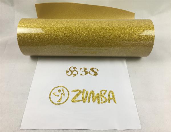 Buy Washable Glitter Vinyl Stickers / Gold Glitter Transfer Film For Garment T - Shirts / Textiles / Synthetic Leather at wholesale prices