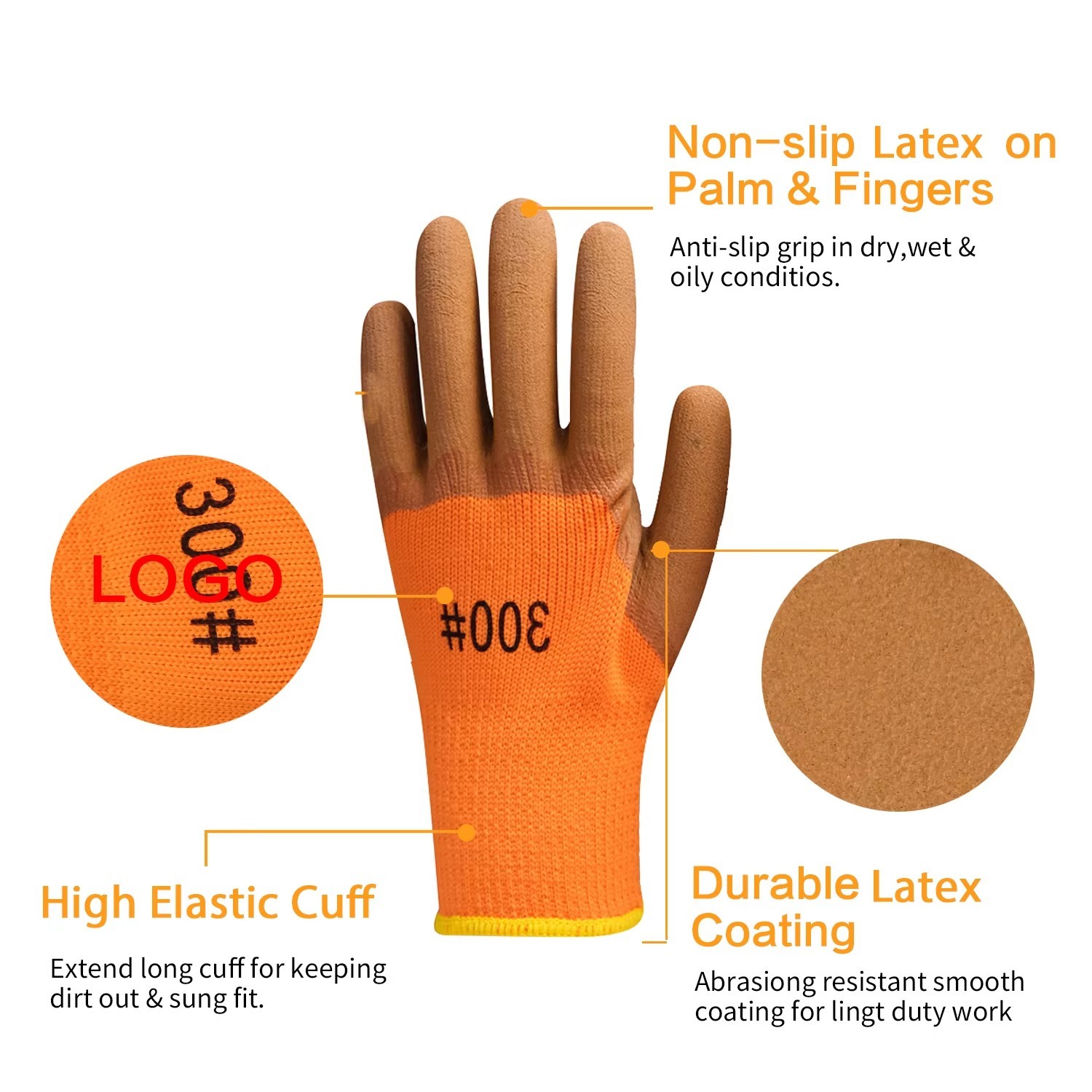 Wholesale Wear-resistant Durable Latex Rubber Foam Coated Protective Work Gloves Impact Labor Work Safety Gloves