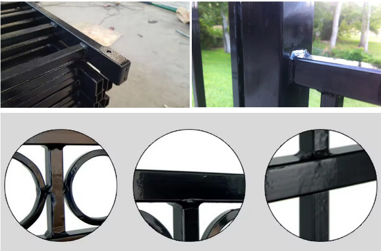 8ft Modern Metal Steel Picket Fence Black Square Tube For Residential Garden