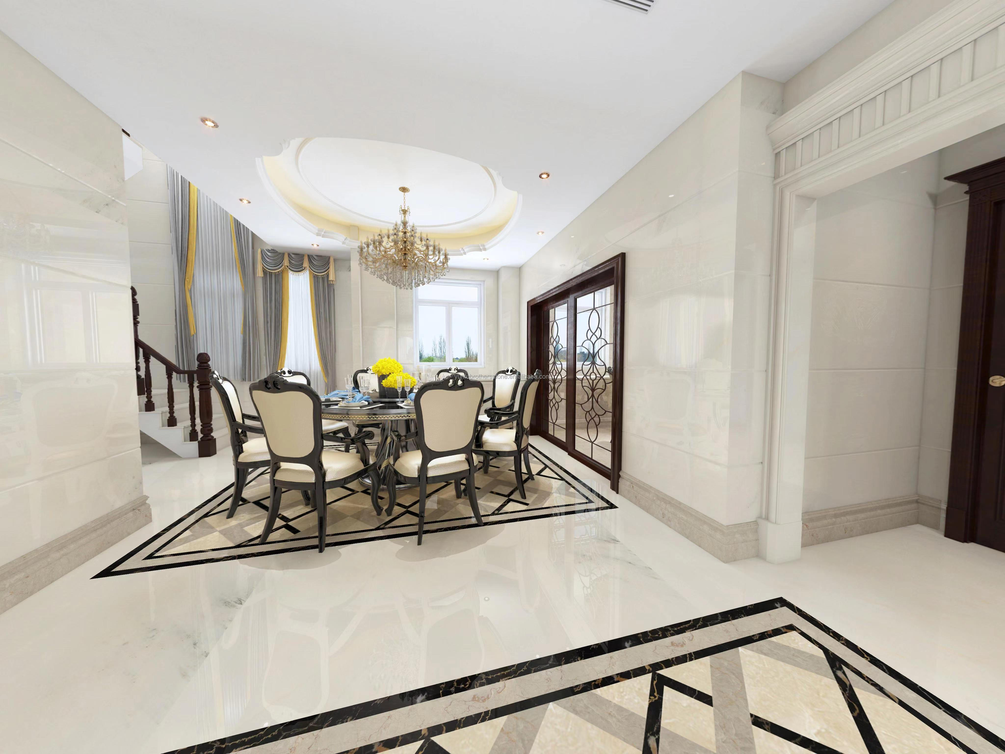Custom Modern White Onyx Marble Slab for Staircase Dining Table Fireplace Stove Stone