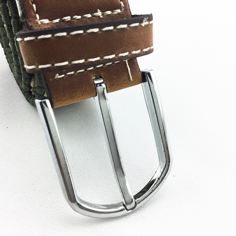 Weaving Stretch Elastic Belt 110cm Dark Green Belt Alloy Pin Buckle