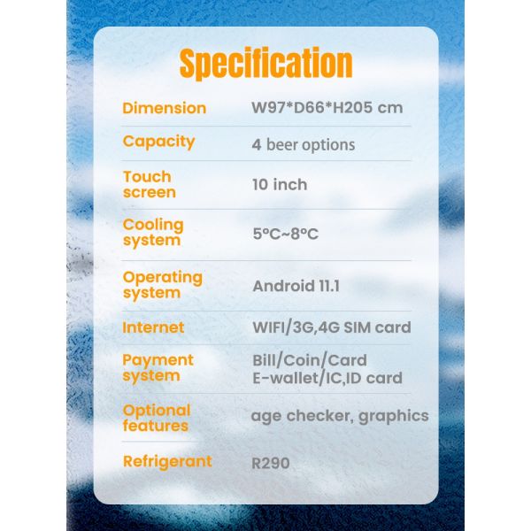 Self-service 5-8â„ƒ Fresh Cold Beer Vending Machine with 4 Beer Options for Bars Cafeterias