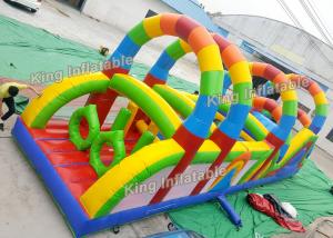 Quality 12 m Colorful Rainbow Printed Inflatable Obstacle Games Passing Courses PVC for sale