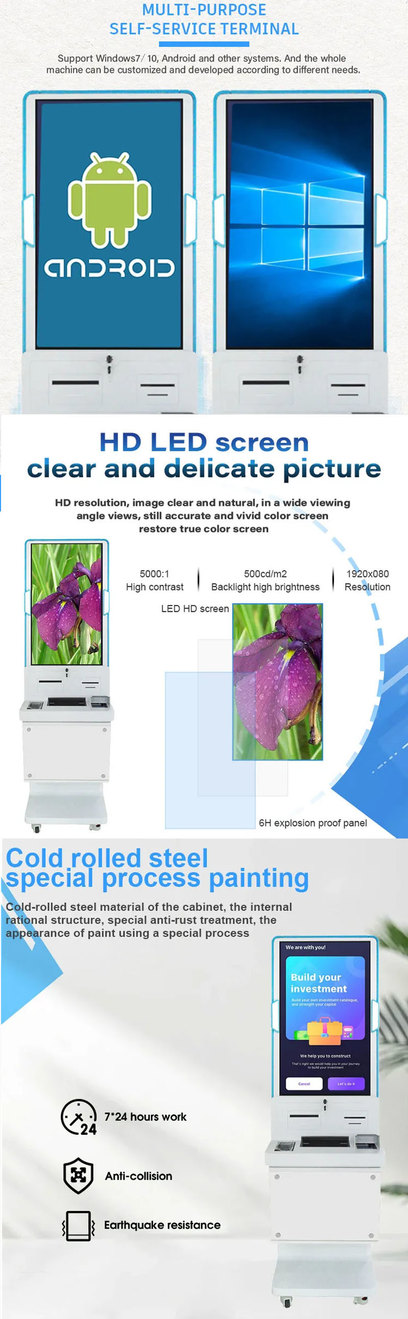 Ultra Light Display LCD Capacitive Touch Screen Pos Terminal Cash Register Service Terminal Payment Kiosk