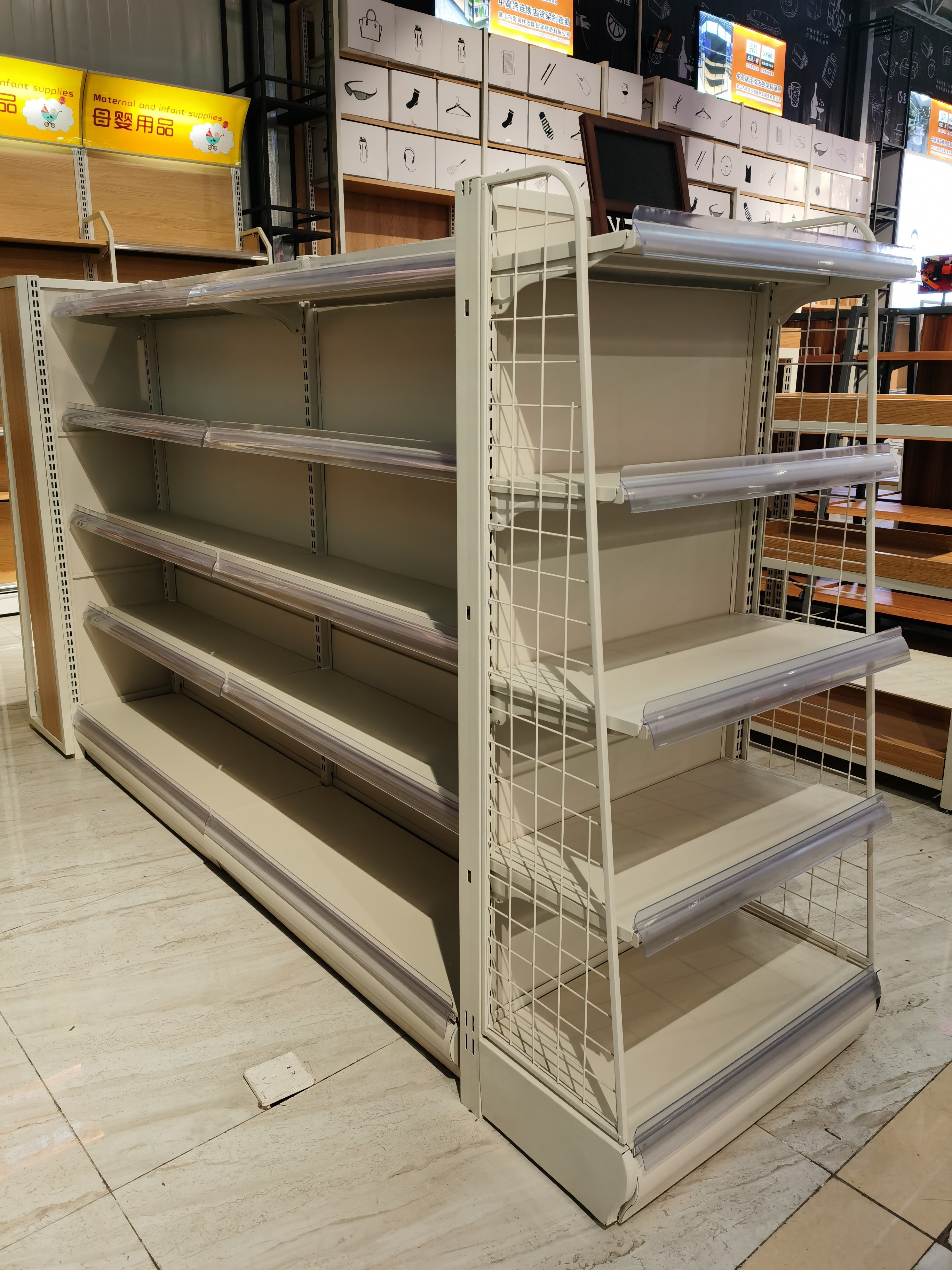 Double Columns Medical Store Display Rack White 1200mm 1500mm 1800mm Length