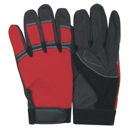 All Purpose Function M103 Red Synthetic Palm Stripe Light Duty Mechanic Gloves