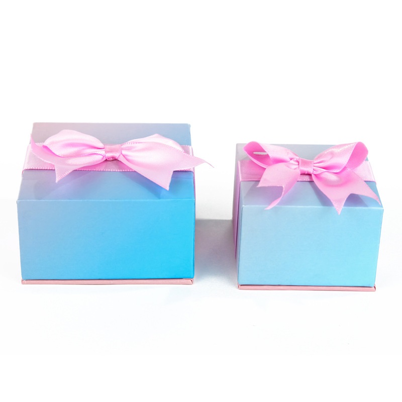 Color Shape and Logo Custom Gift Jewelry Storage Box with Ribbon Bow Gravnre Printing