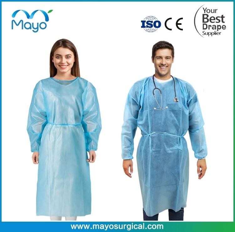 PPE Disposable Isolation Gowns Blue Level 2 SMS 40gsm Non Woven Material For Dental Medical Use