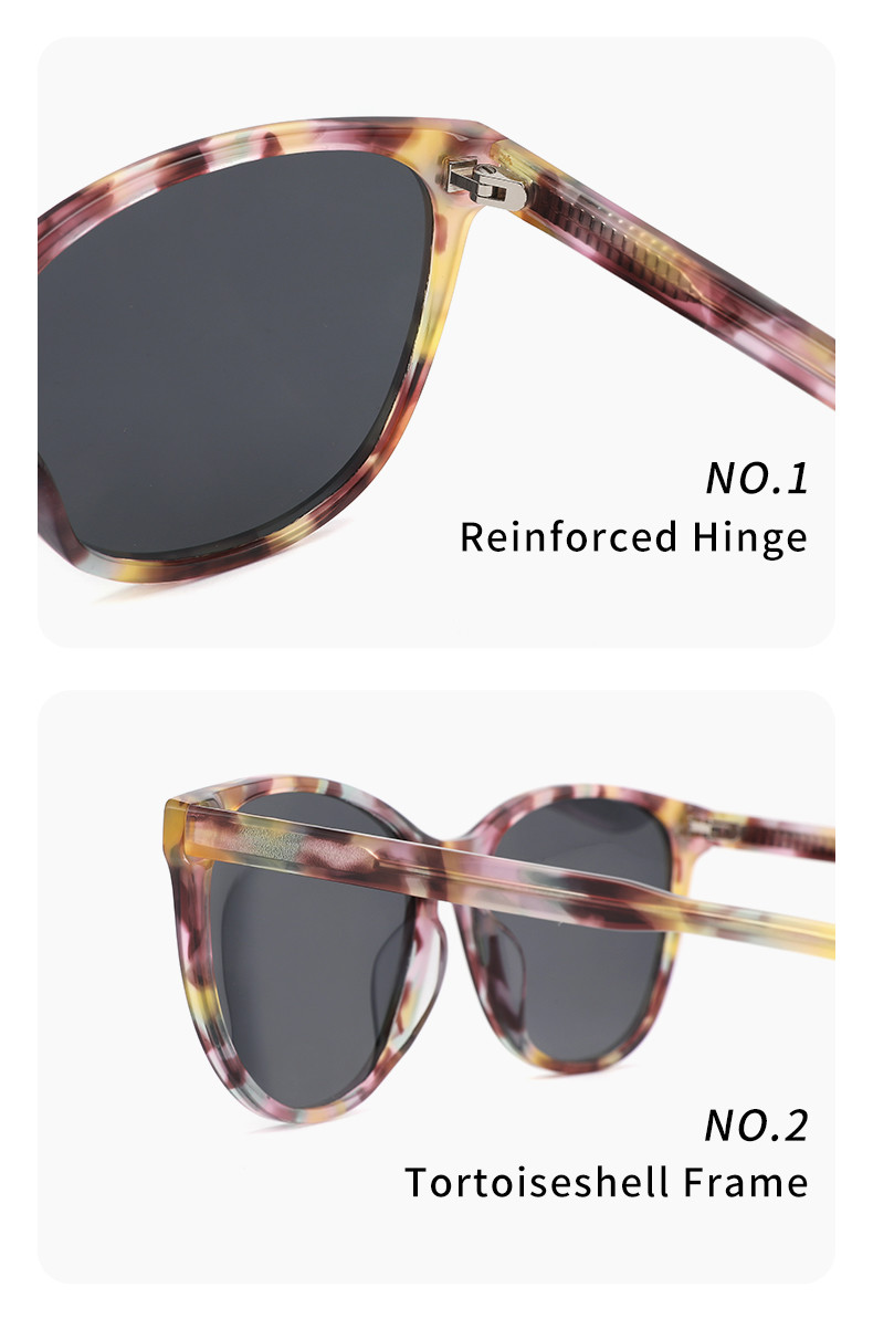 Cat Eye Round Acetate Sunglasses Colored CE With Polarized Lens