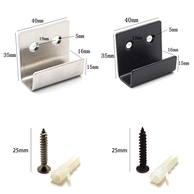 Supporting Fixed Hook Mounting Bracket Tile Display Wall Hanging Rack in Black Silver