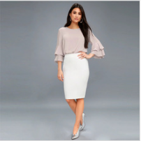 Fashion 2018 Yellow Package Hip Pencil Office Skirts Women
