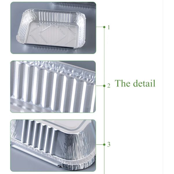 Container 380ml Aluminum Foil Lunch Box Tray With Lid Rectangle / Round