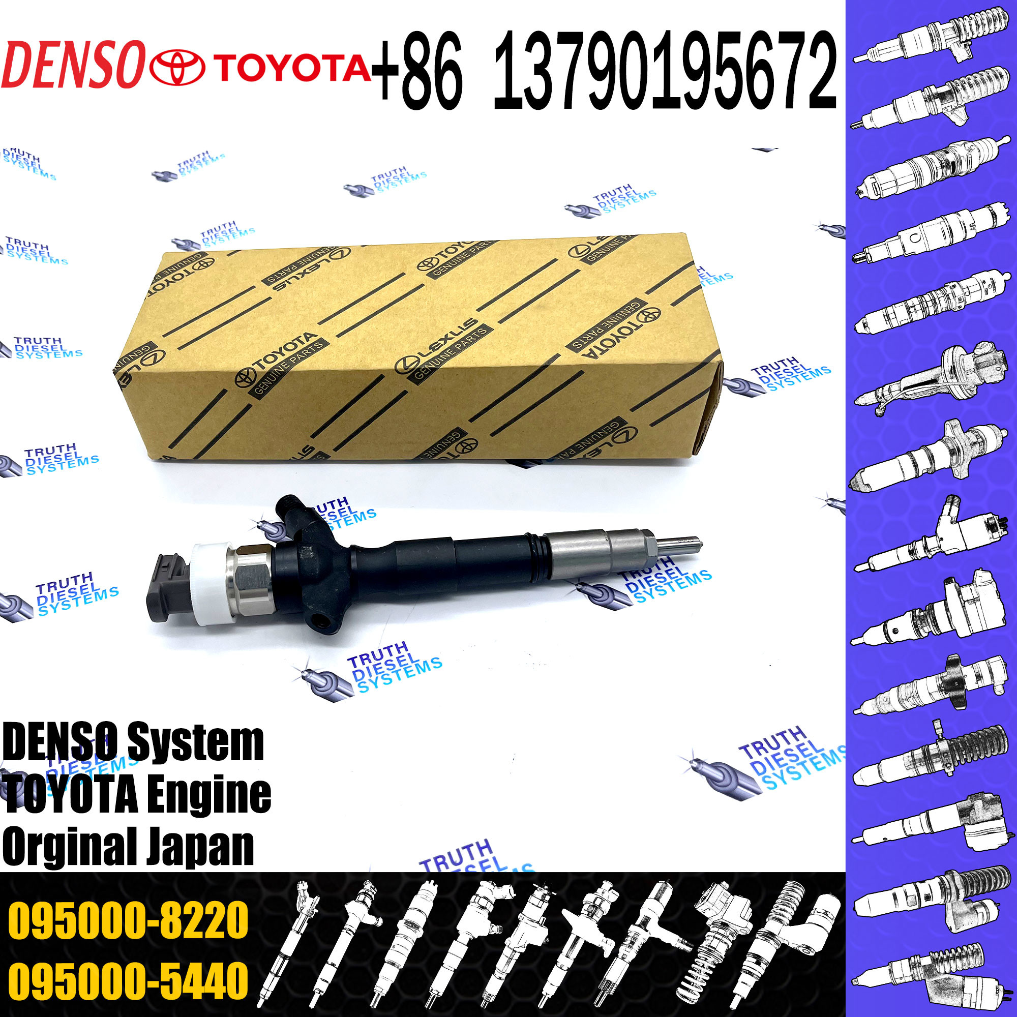 High quality Diesel fuel injector 23670-0L050 23670-09330 fuel injector assy 095000-8220