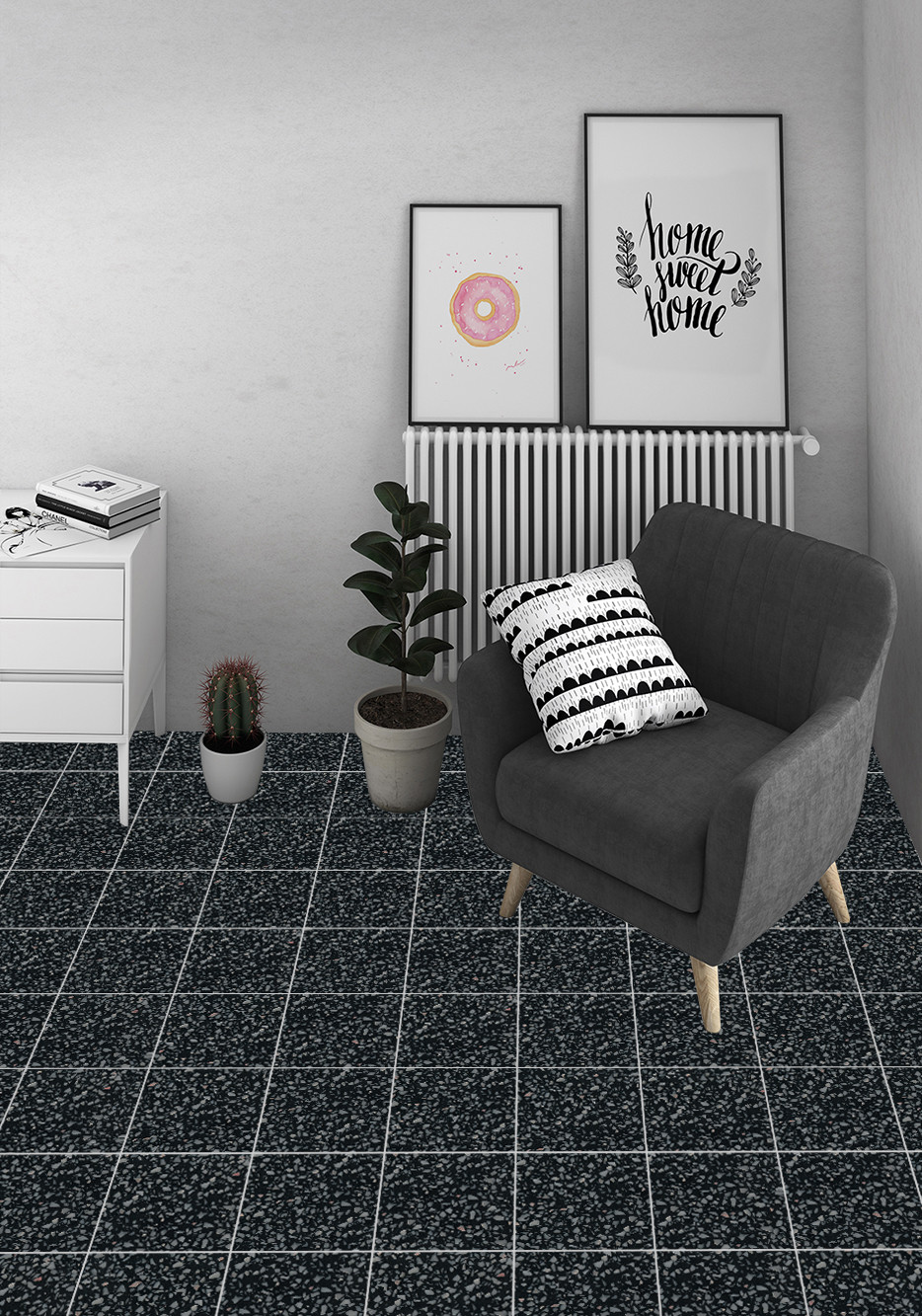 Durable Black 250x250mm Wall Tile For Living Room And W.A 6% Floor Ceramic Rustic Tile For Decoration