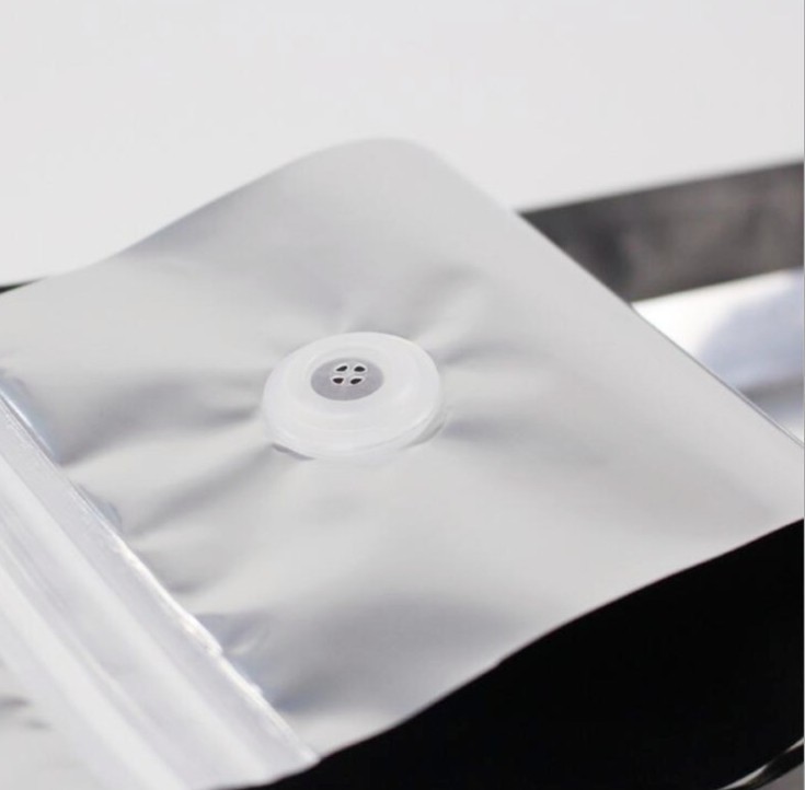1KG flat bottom black aluminum foil zip-lock bags stand up pouches for air valve coffee