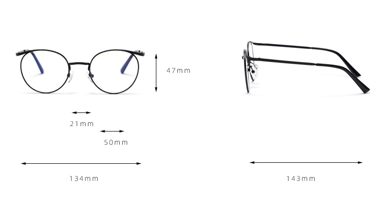 Vintage Anti Blue Light Metal Optical Round Frame Plain Lens Men Women Fashionable Computer Glasses