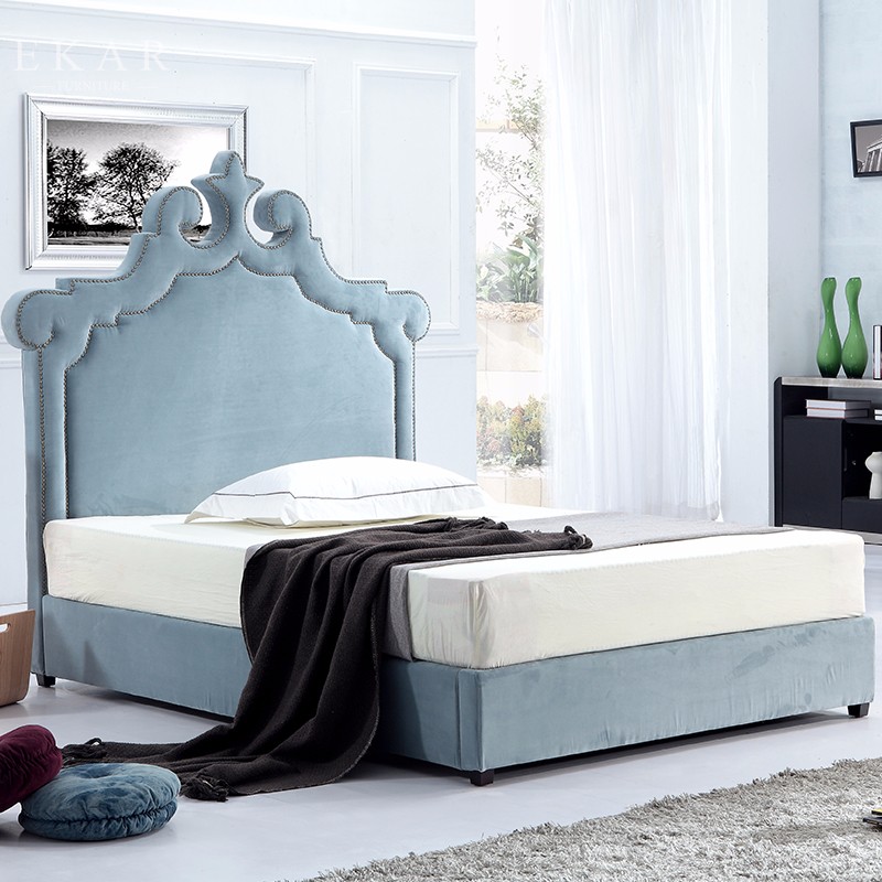Wooden Bed Models Blue Upholstered Headboard Royal King Size Bed