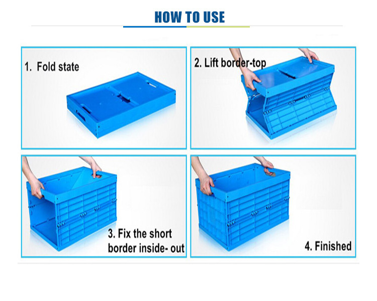 Stackable and nestable Plastic shipping Tote Box for Storage or Moving allet crate collaps