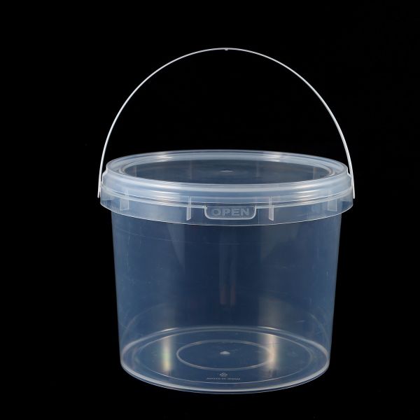 Clear Bucket With Lids - Plastic Food Storage Containers, Airtight Screw-On Lids - Freezer Safe Ice Cream Bucekts, Food Grade Reusable Containers For