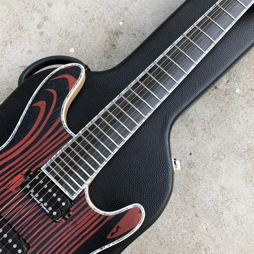 Flame Maple Top 7 Strings Electric Guitar,Abalone binding,Ebony fingerboard Neck through body Mayones Electric Guitar
