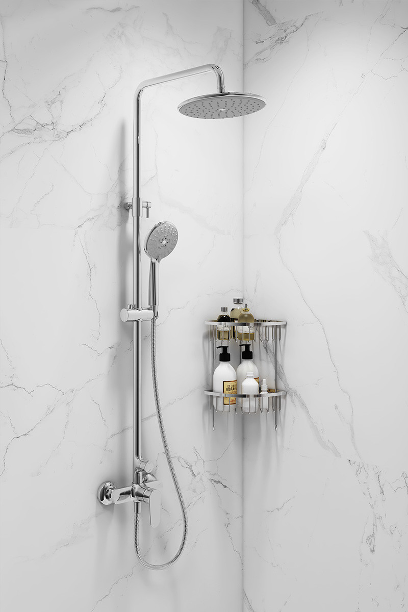 Lifting Sanitary Ware Shower Set With Slide Bar Round Shape Head Shower