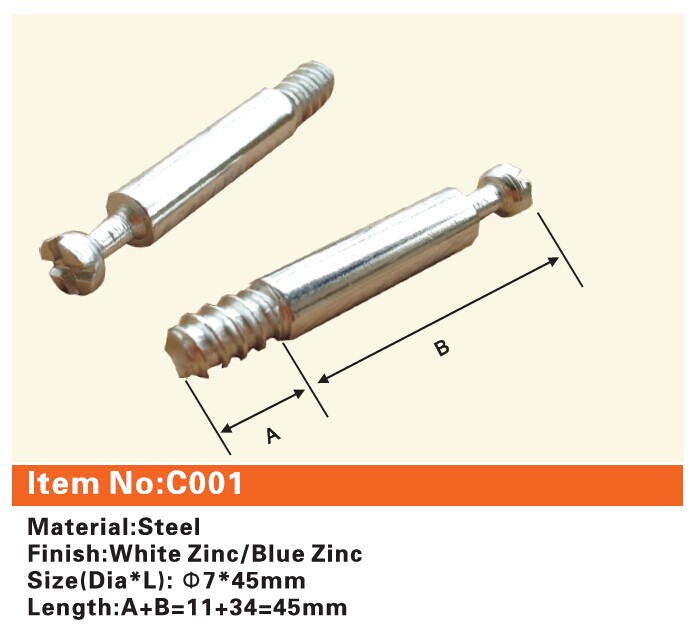 C001 furniture connecting fittings:Steel Bolt