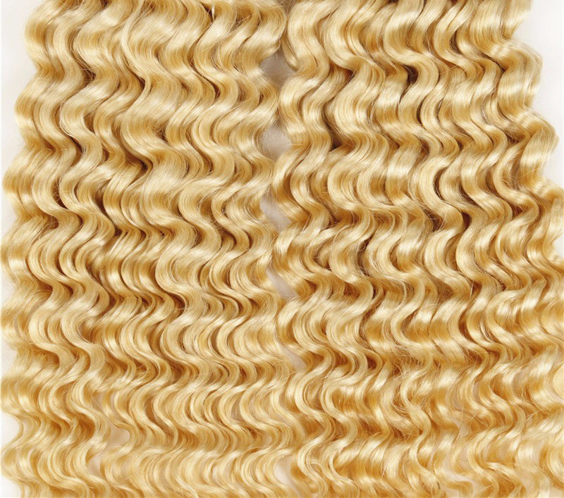 Strong double weft no shedding no tangle deep wave remy brazilian human hair blonde