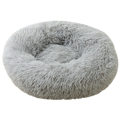 Washable Round Fluffy Pet Bed Luxury Soft Plush Cat Bed Portable