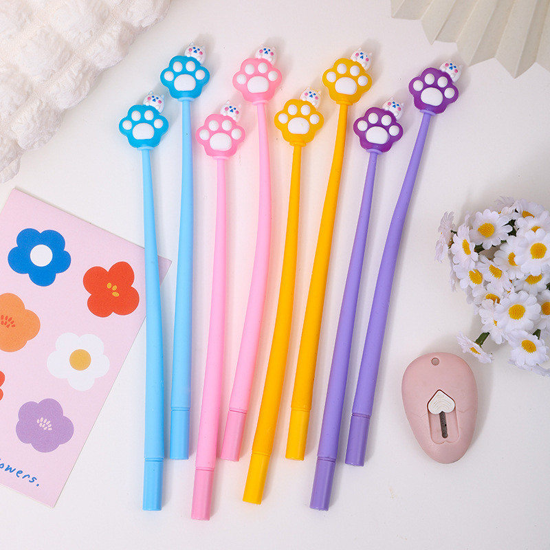 6 Pcs Cute Cartoon Gel Ink Pens, Shake Gel Pens For Kids And Girl,Kawaii Writing Pens Set For School Party Office Home,Student Gifts(0.5mm,Cat Paw
